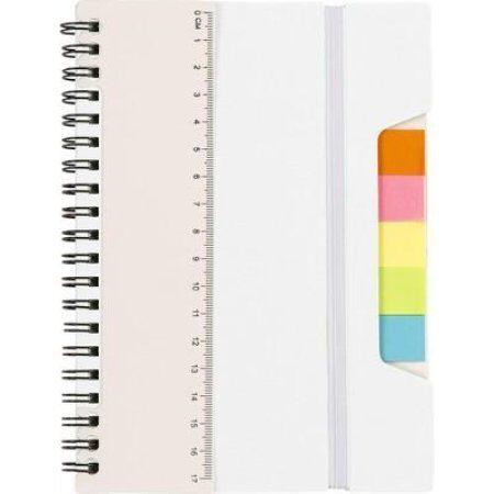 Zestaw do notatek, notatnik, linijka, karteczki samoprzylepne